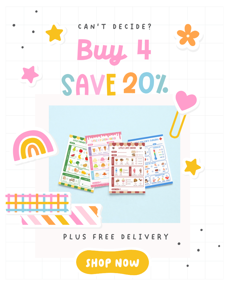 Pretend play notepads — perfect childs gift