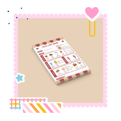 Little Café role play notepad for kids — 50 tear-off sheets