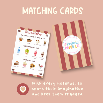 Little Café matching nebu postcards — pretend play set for UK kids
