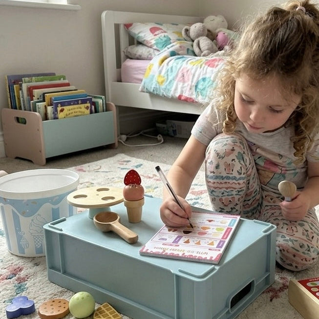 Child playing with our Little Ice Cream pretend play pad