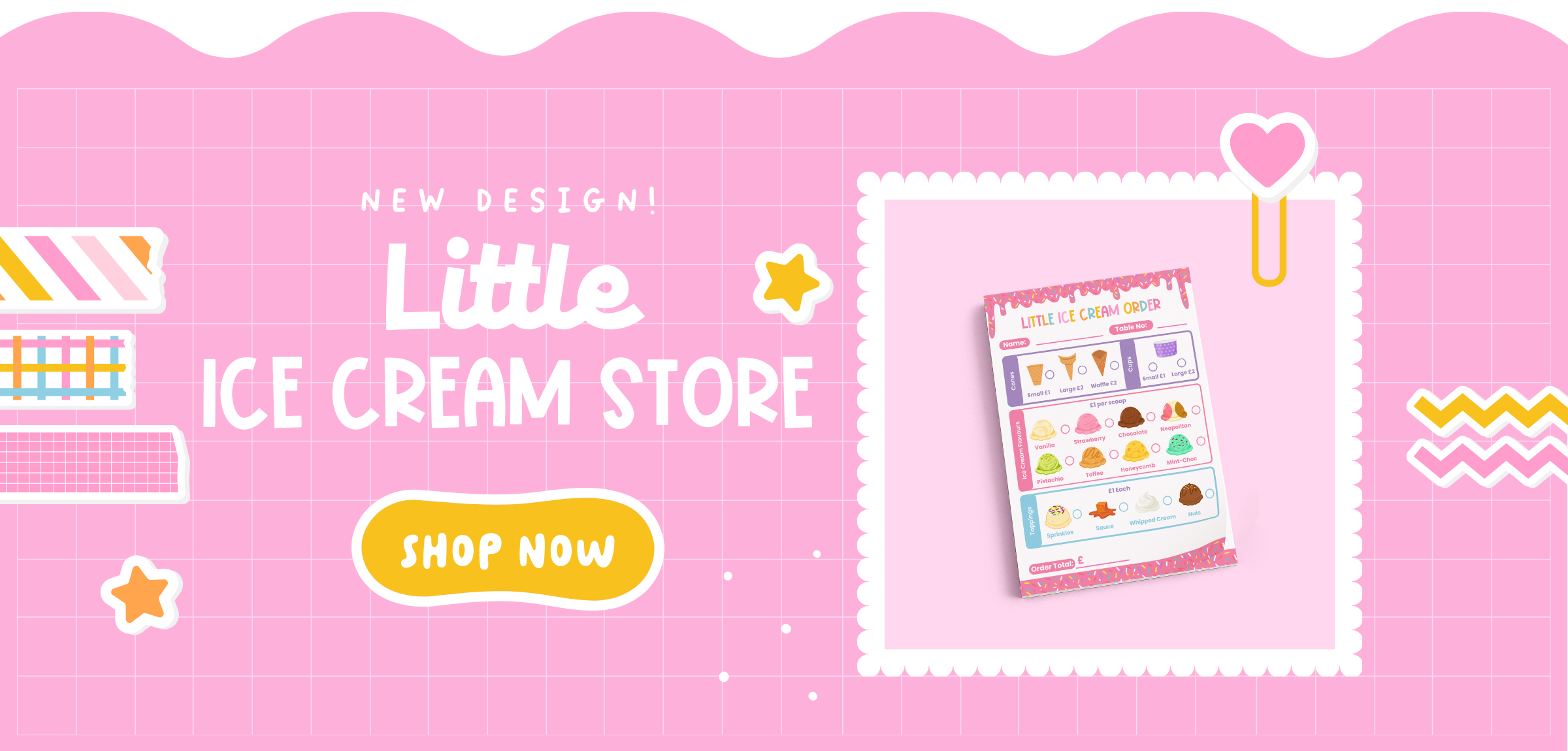 Promotional banner for 'Little Ice Cream Store pretend play pad