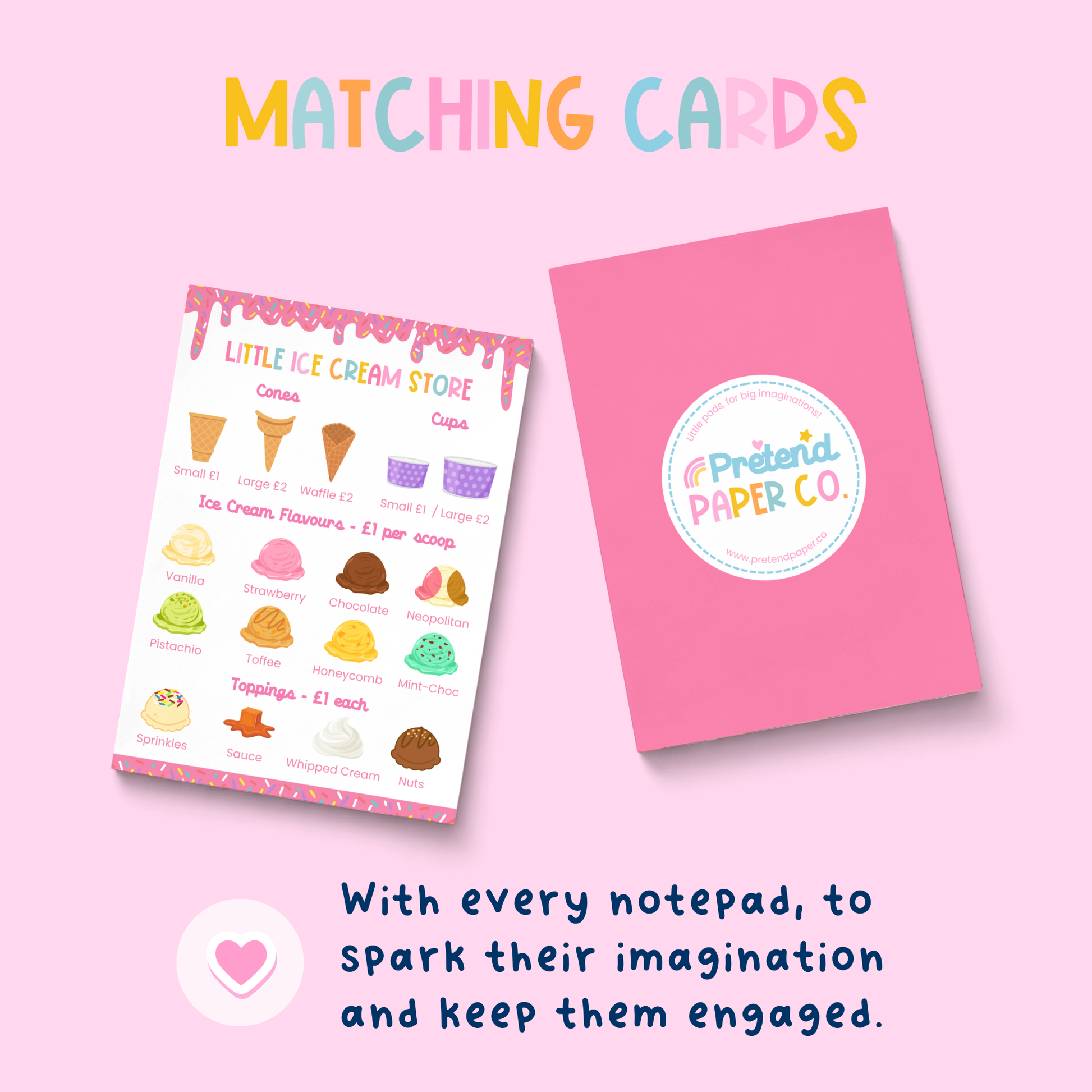 Matching Ice Cream Store menus for even more imaginative play