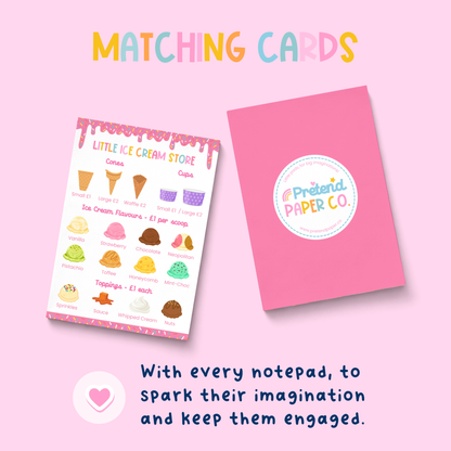 Matching Ice Cream Store menus for even more imaginative play