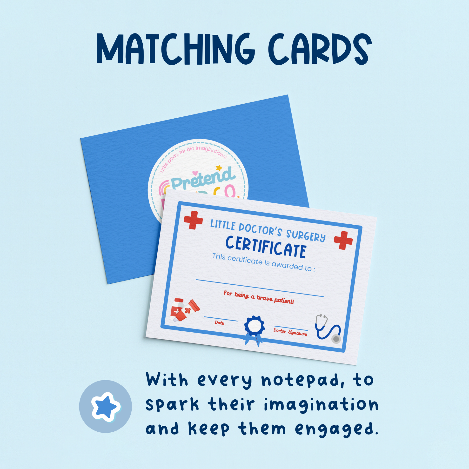 Little Doctor's Surgery Bravery Certificate postcards — pretend play set UK