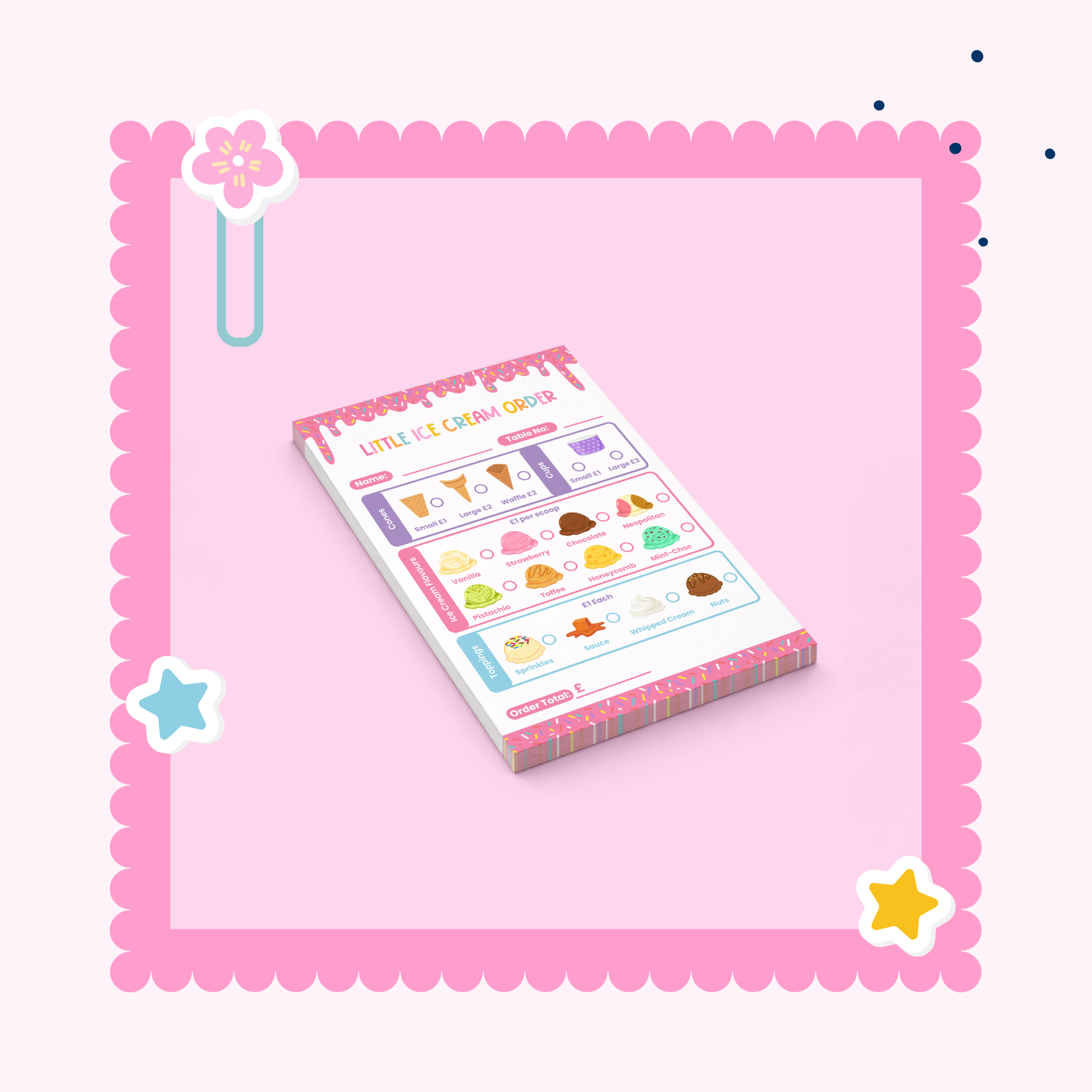 Little Ice Cream Store role play notepad for kids — UK