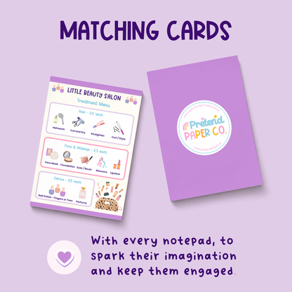 Matching postcards for imaginative beauty salon play