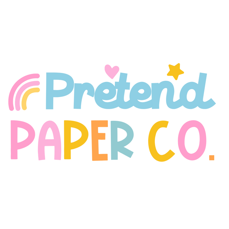 Pretend Paper Co logo — pretend play notepads for UK kids