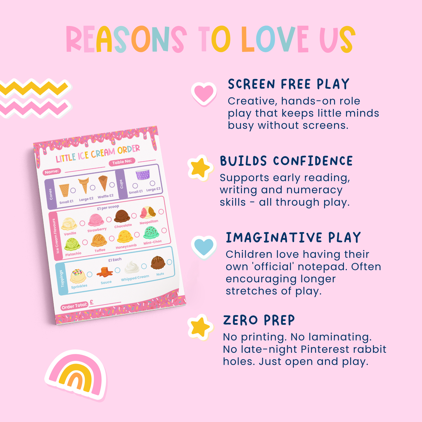 Screen Free play, zero prep, imaginative play, builds childs confidence